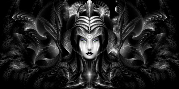 Cyiria Queen Of The Dark Realm Fractal Portrait by xzendor7